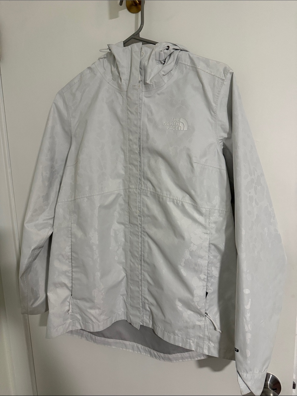 The North Face White Print Hooded Rain Jacket